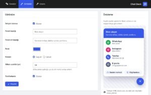 Chat Deck görünüm ayarları: renk, konum, alttan uzaklık