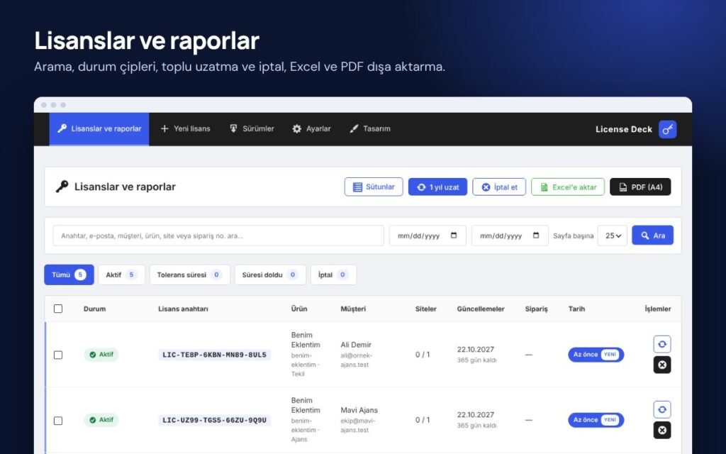 License Deck lisanslar