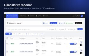 License Deck lisanslar ve raporlar ekranı