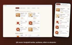 Rota Kurumsal restoran QR menüsü ve masa kartları