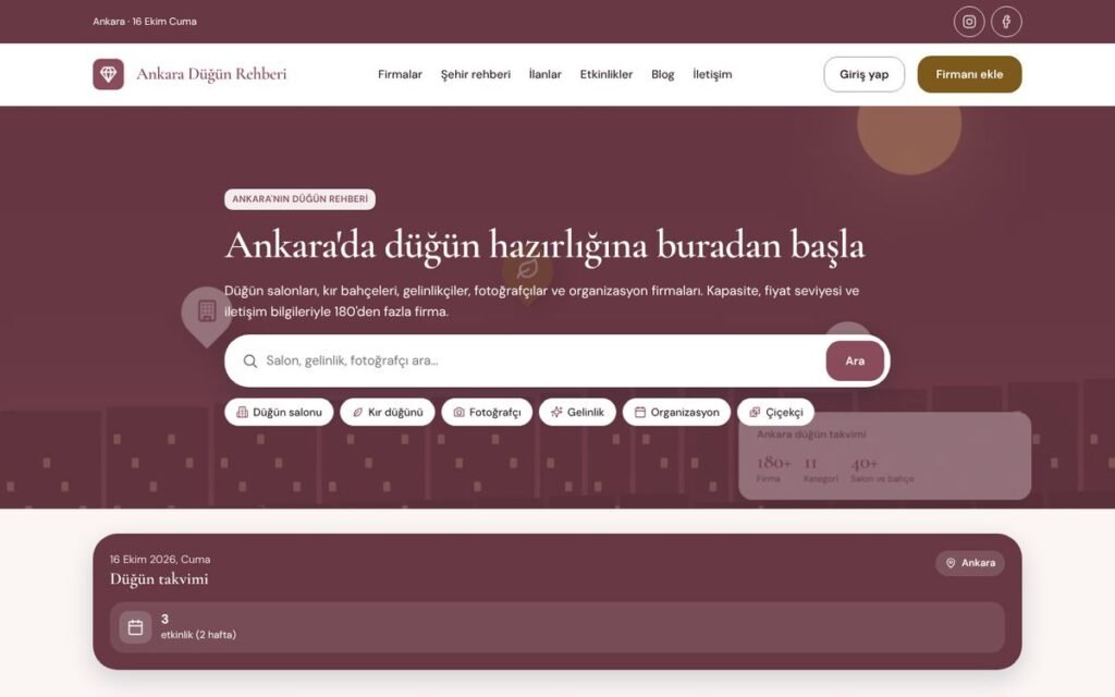 Düğün rehberi konsepti