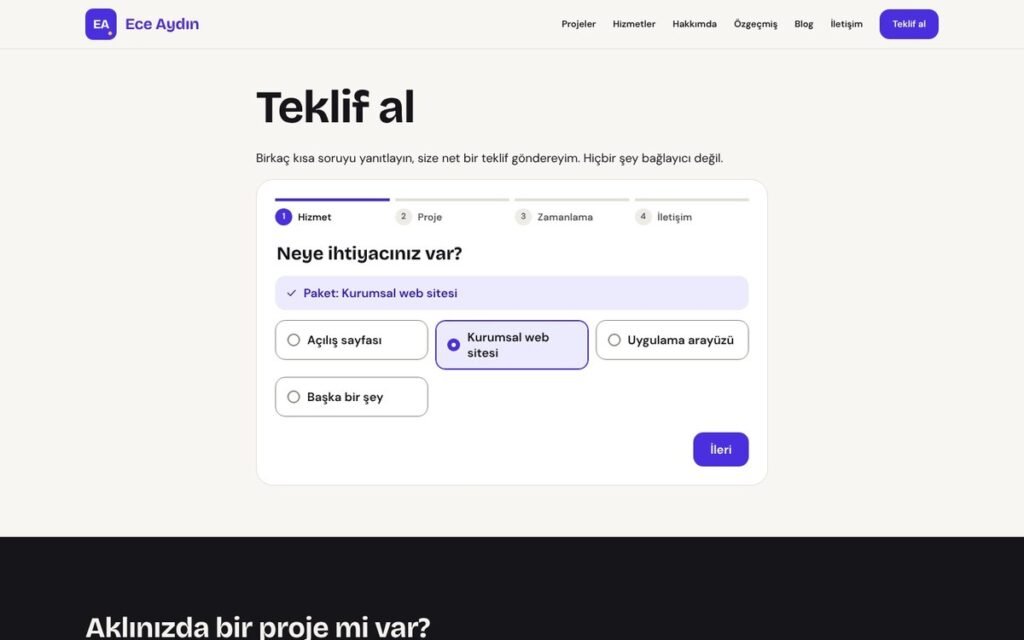 Rota Serbest teklif formu