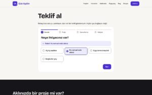 Rota Serbest çok adımlı teklif formu, paket seçili geliyor