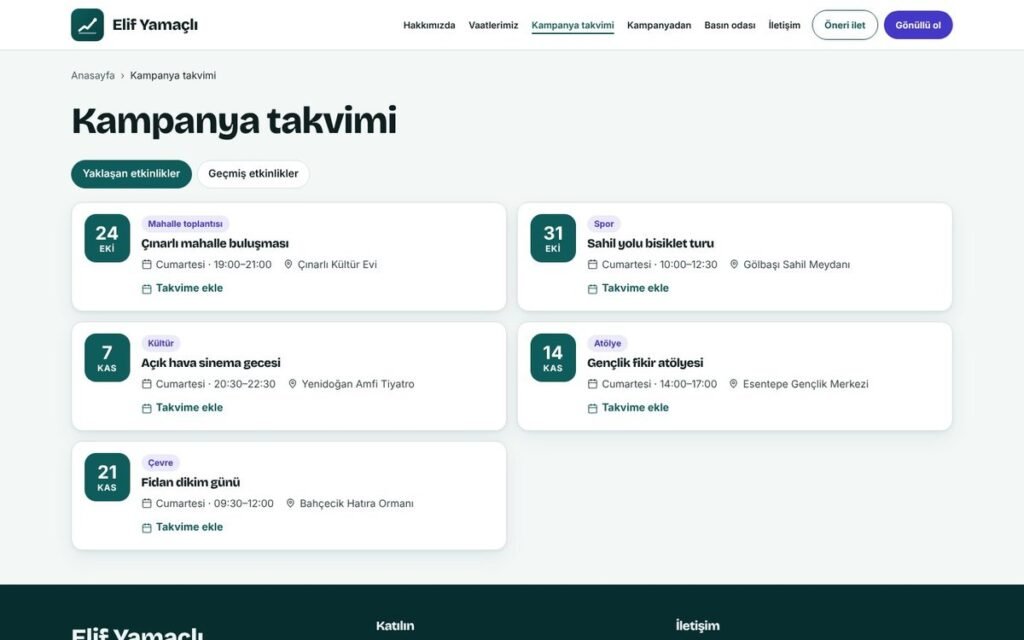 Rota Siyaset etkinlik takvimi