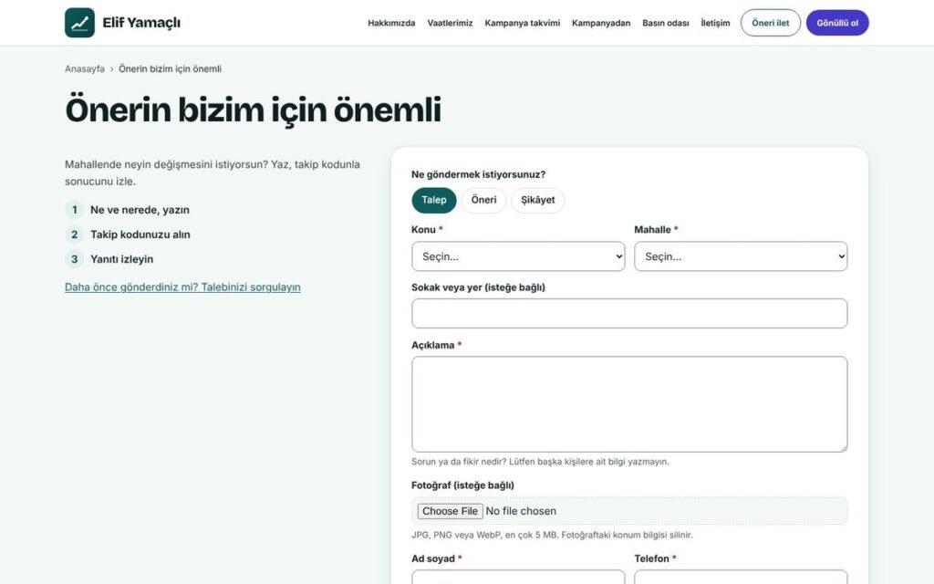 Rota Siyaset talep formu