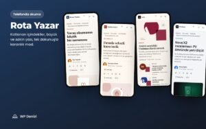 Rota Yazar telefonda: yazı sayfaları ve dergi ön sayfası