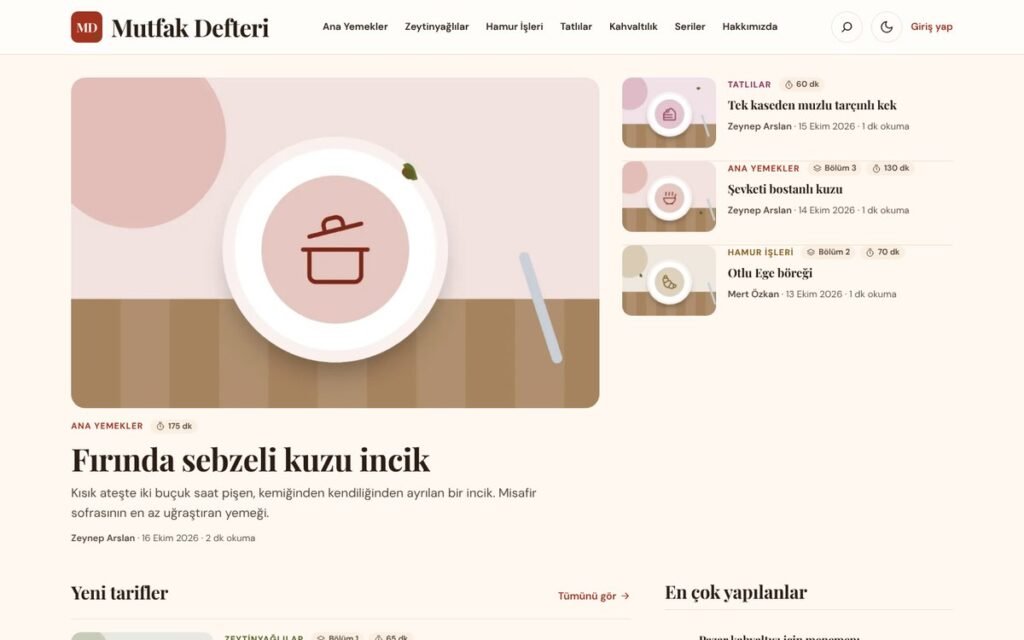 Yemek blogu konsepti