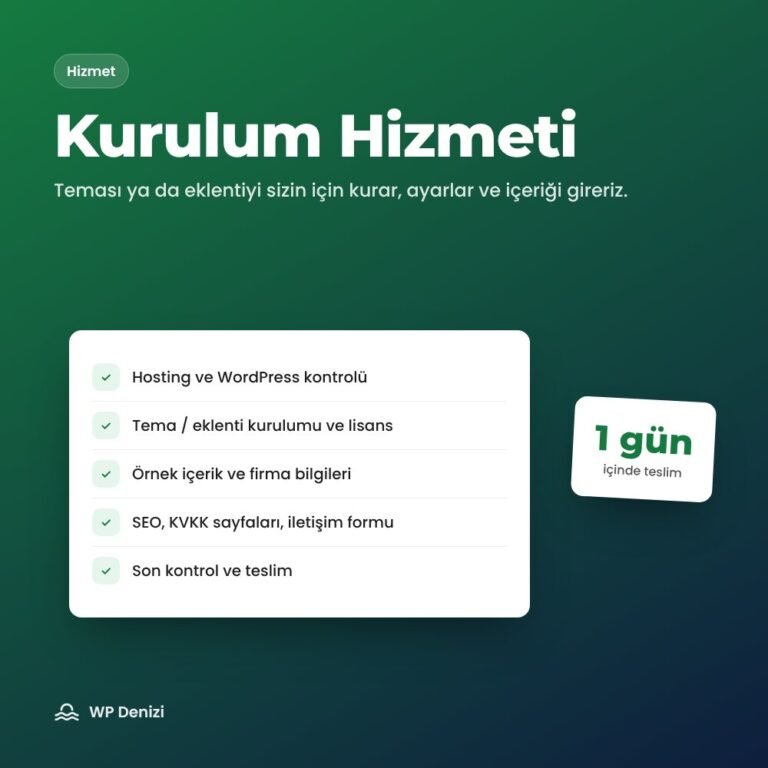 Kurulum Hizmeti
